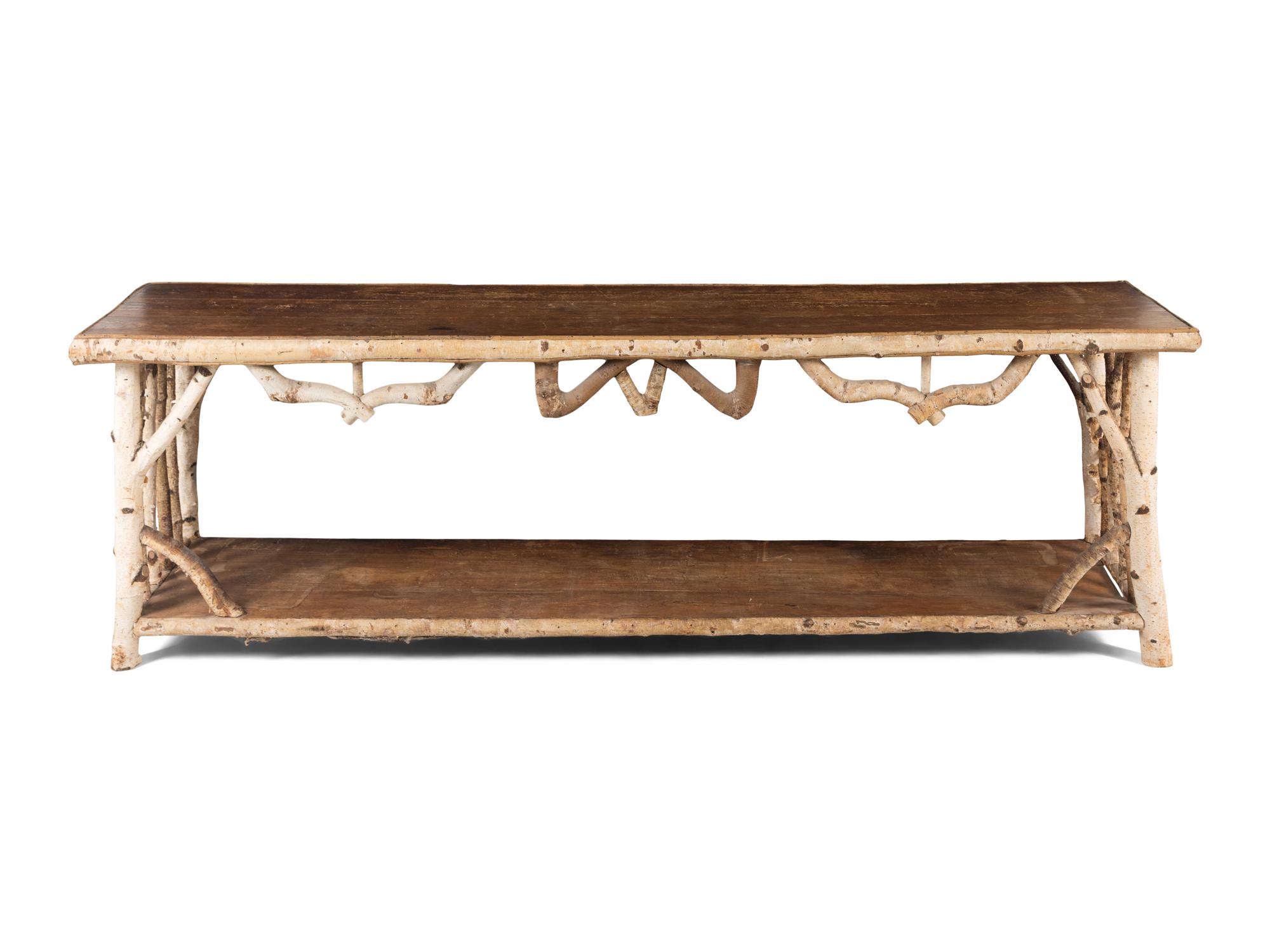 An Adirondack Style Birch and Oak Console Table