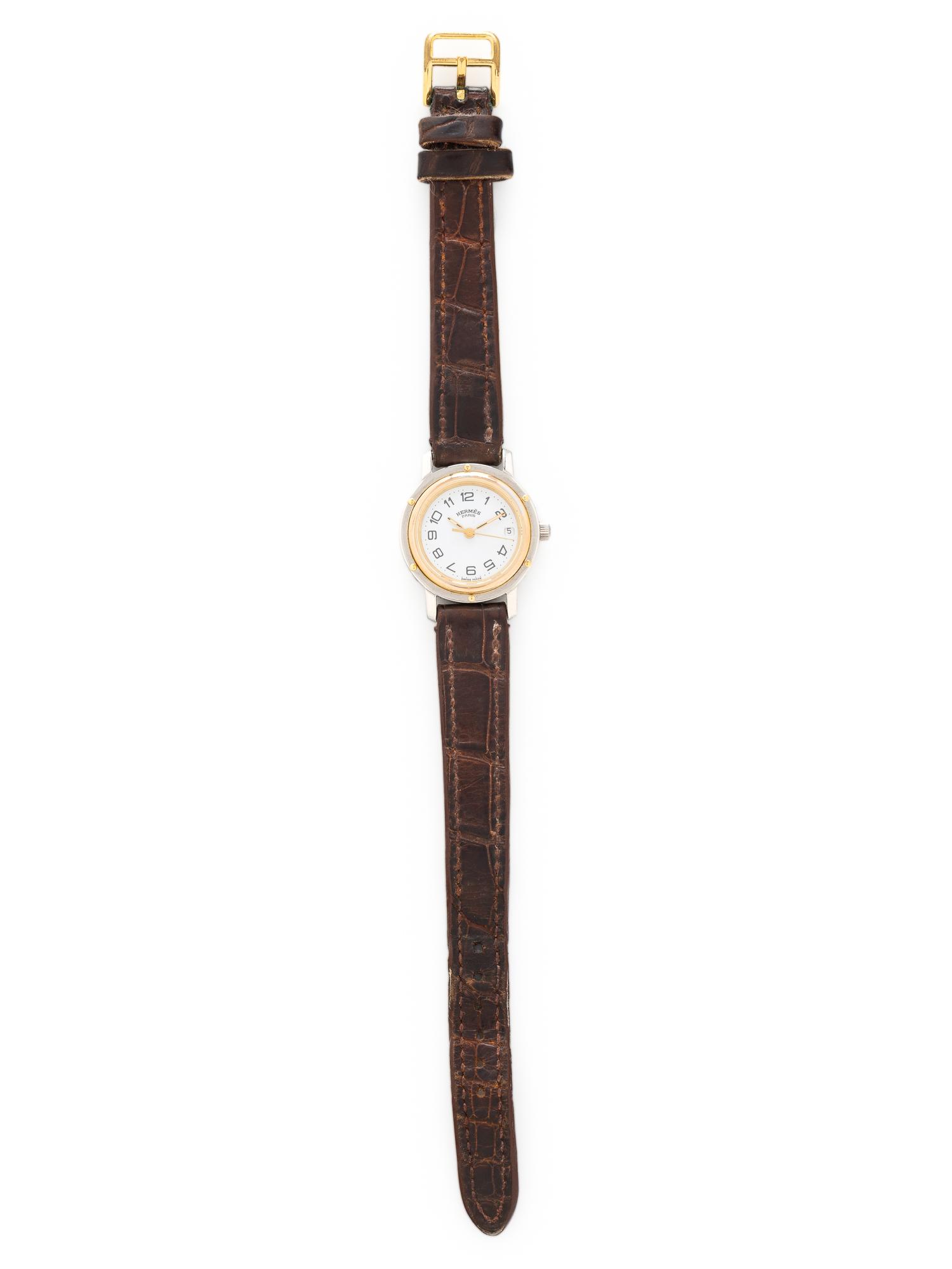 HERMÈS, STAINLESS STEEL 'CLIPPER' WATCH