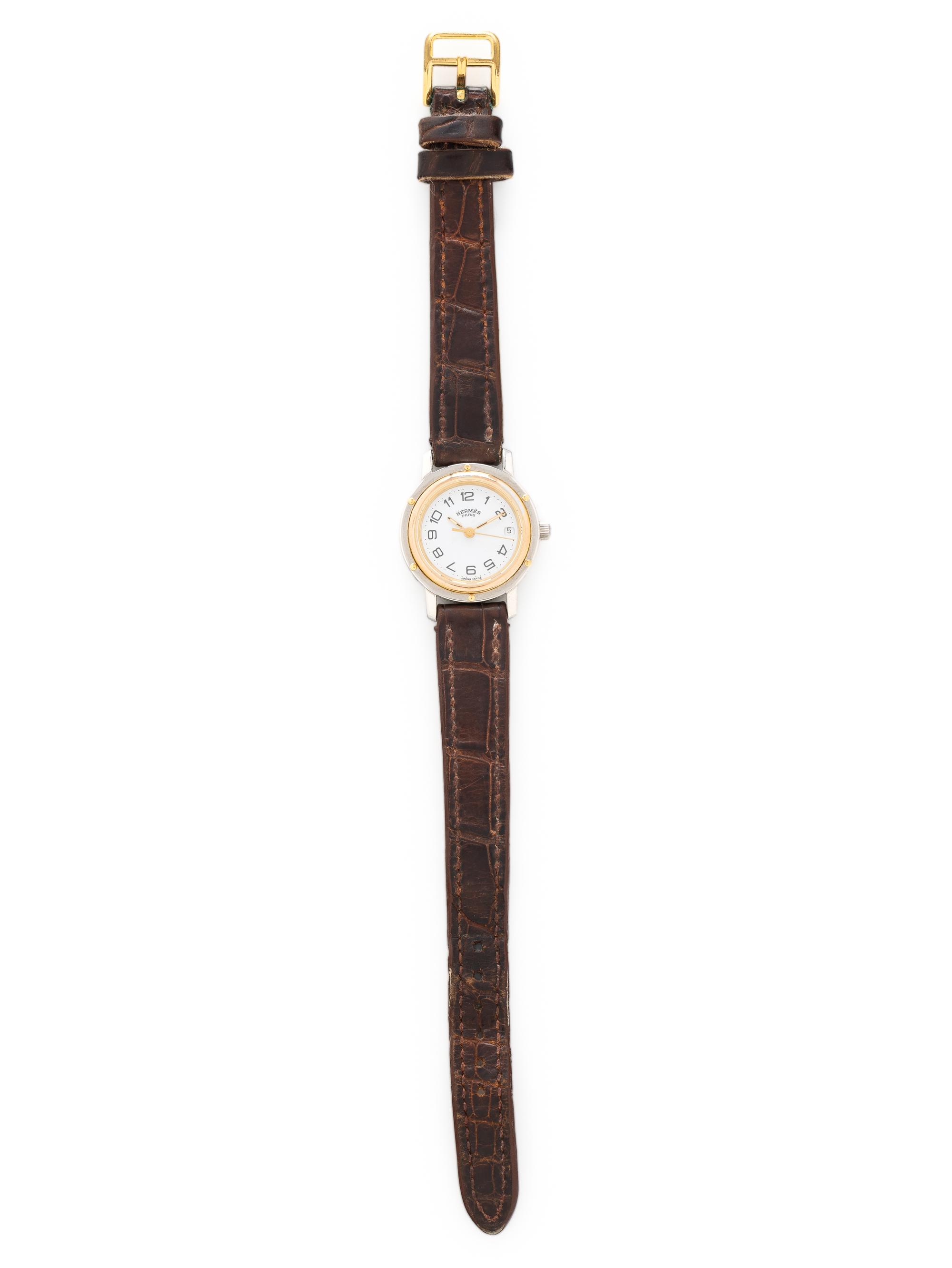 HERMÈS, STAINLESS STEEL 'CLIPPER' WATCH