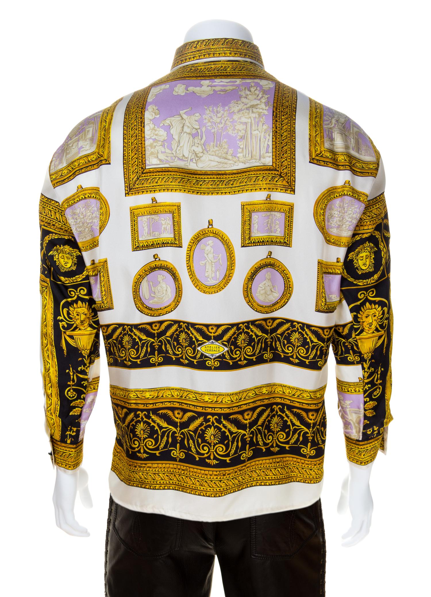 A Gianni Versace Silk Atelier Print Shirt, Size 46.