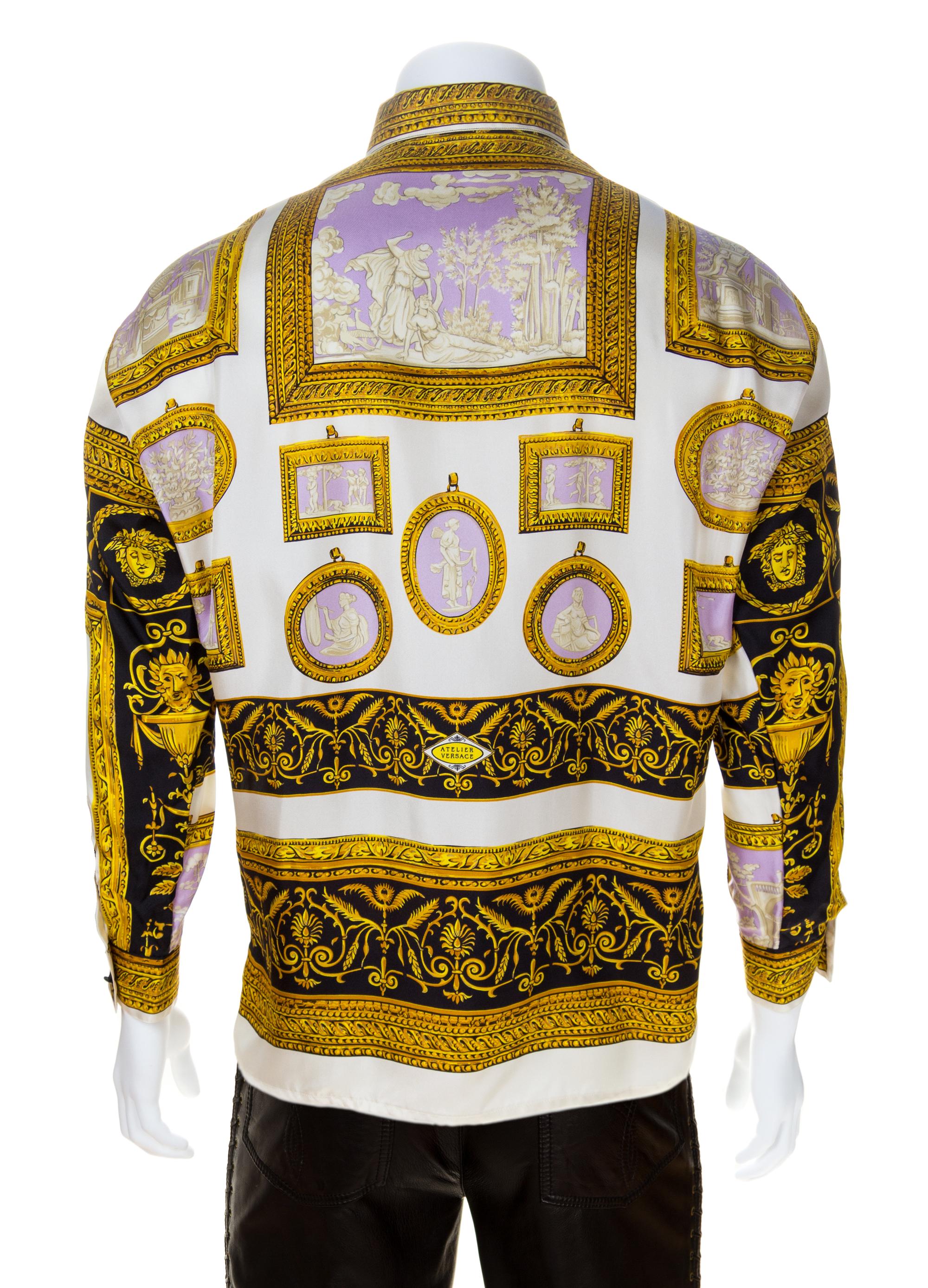 A Gianni Versace Silk Atelier Print Shirt, Size 46.