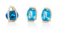 A Collection of Yellow Gold, Blue Topaz and Diamond Jewelry, 17.60 dwts.