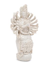 A Chinese Blanc-de-Chine Porcelain Figure of Guanyin