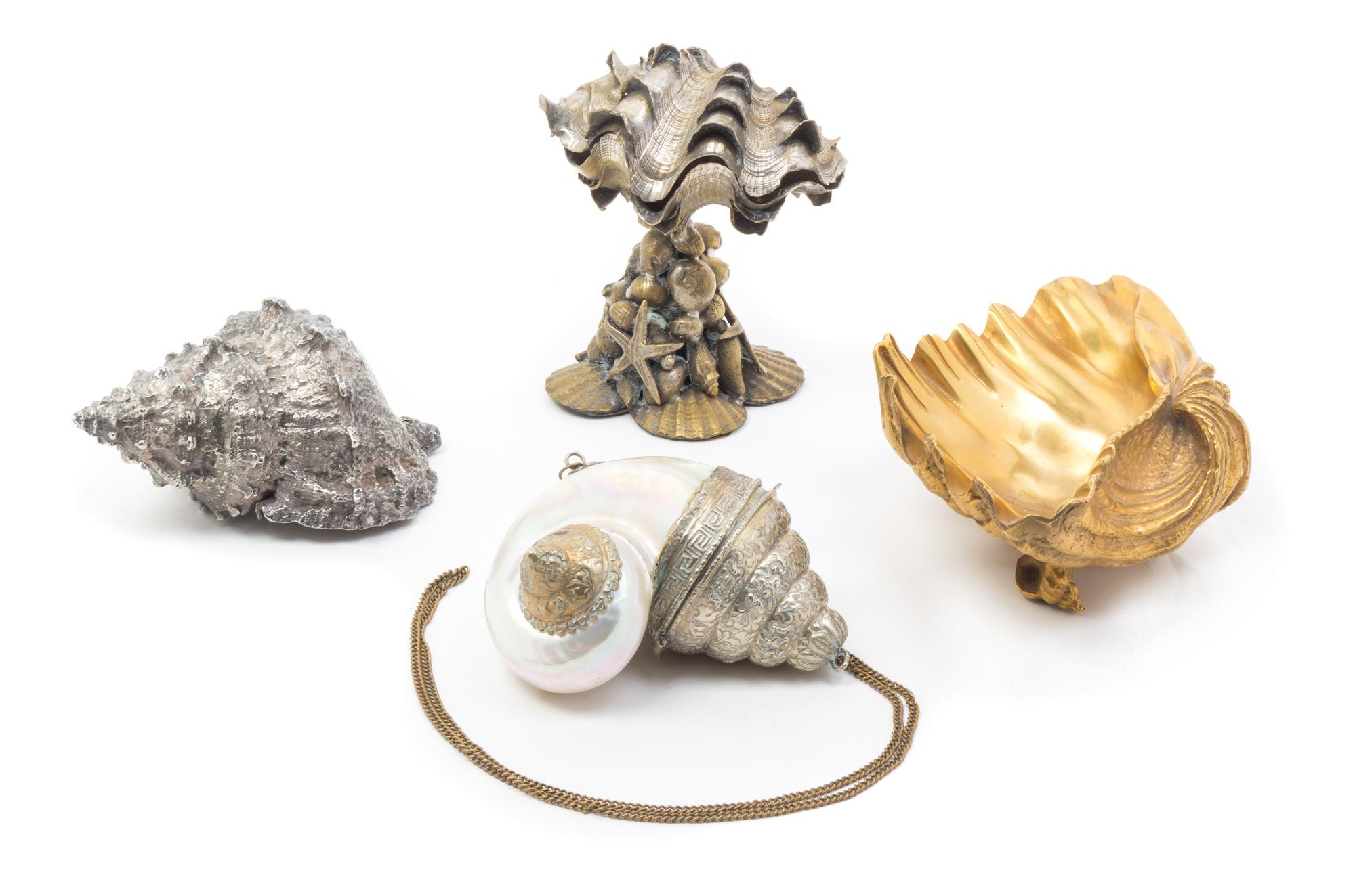 A Group of Shell-Form Table Articles Height of first 6 1/4 inches.