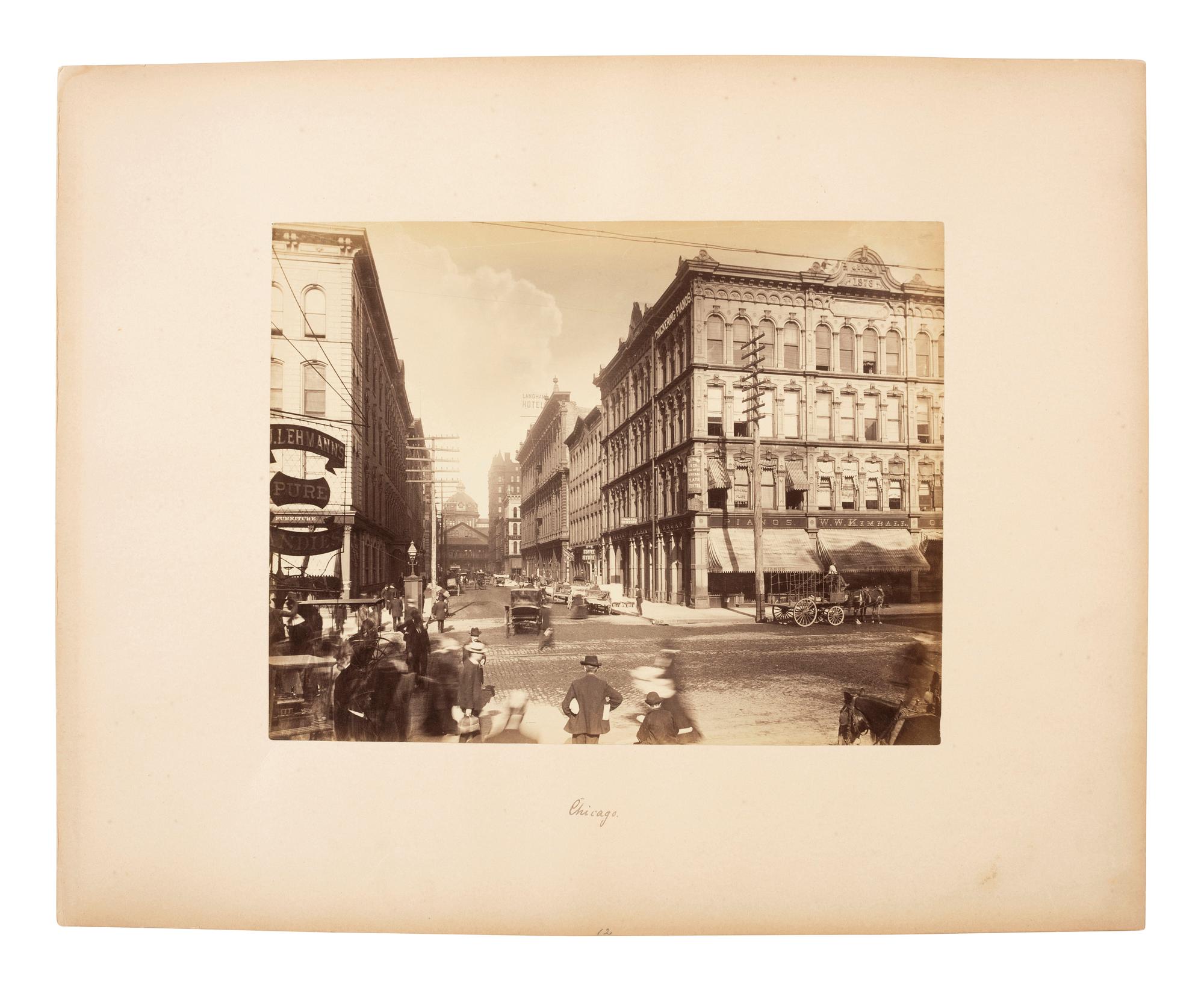 Chicago GRABILL, photographer. In Lincoln Park, Chicago, Hussars and Grant Monument. Chicago: P. & V. Co., ca 1893. [ With: ] Chicago street scene.