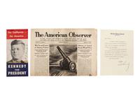 [KENNEDY, John F. (1917-1963)] -- KENNEDY, Robert (1925-1968). Group of letters, ephemera.