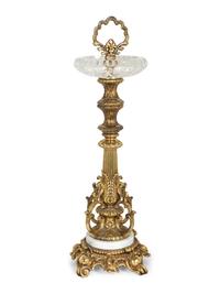 A Continental Gilt Bronze and Cut Glass Smoking Stand — 20th Century