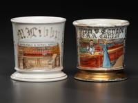 Two Grocer's Porcelain Occupational Shaving Mugs