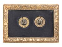 [LINCOLN, Abraham (1809-1865)]. Lincoln and Hamlin 1860 campaign ferrotypes. [ With: ] Miniature portrait of Lincoln.
