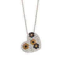 ASPERY & GULDAG, MULTICOLORED DIAMOND AND SAPPHIRE HEART PENDANT/NECKLACE