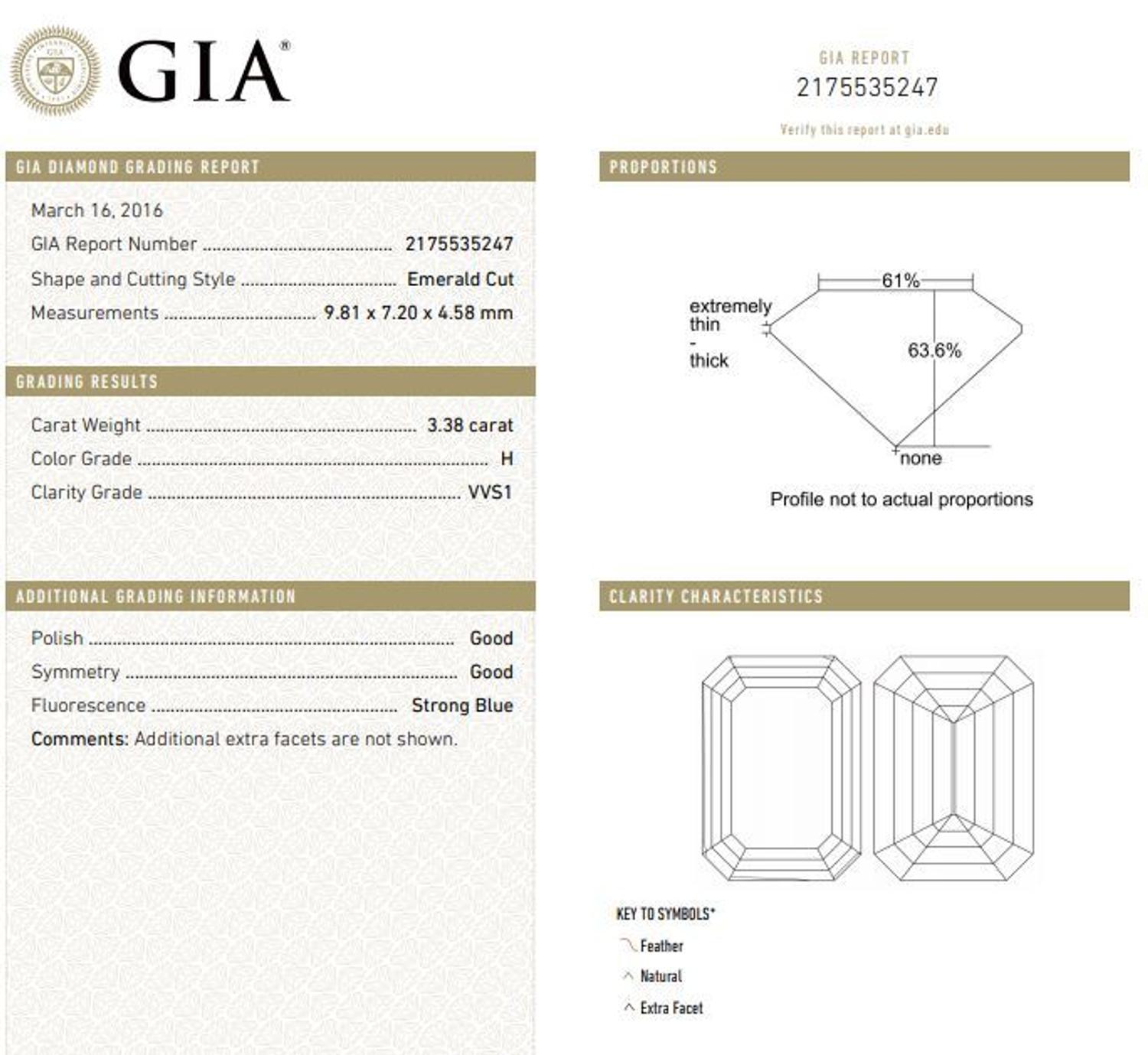 A 3.38 Carat Octagonal Step Cut Diamond,