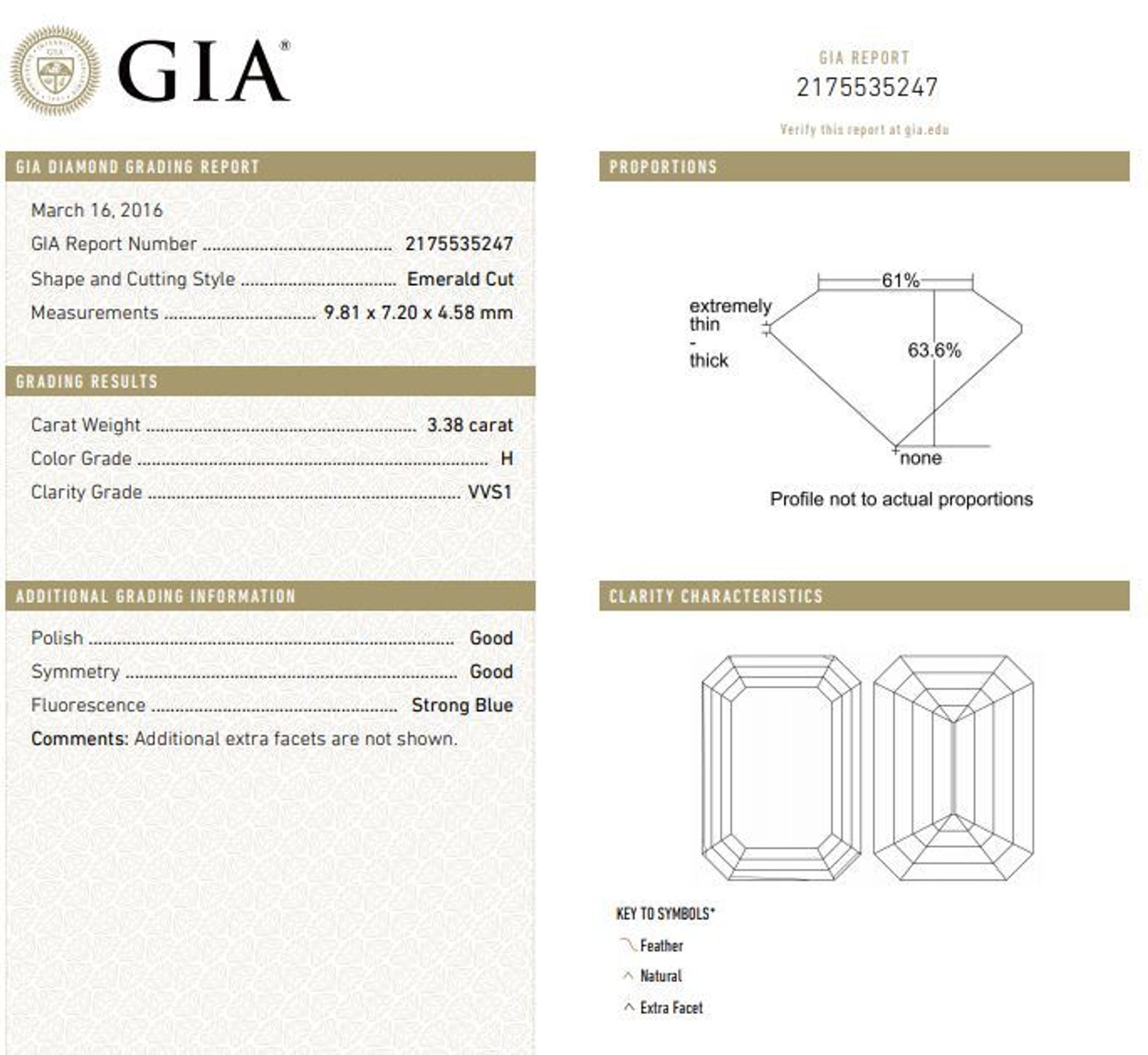 A 3.38 Carat Octagonal Step Cut Diamond,