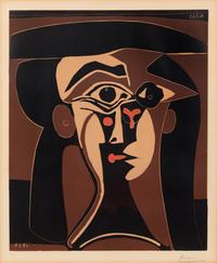 Pablo Picasso, (Spanish, 1889-1974), Tete de femme (Jacqueline au chapeau noir), 1962