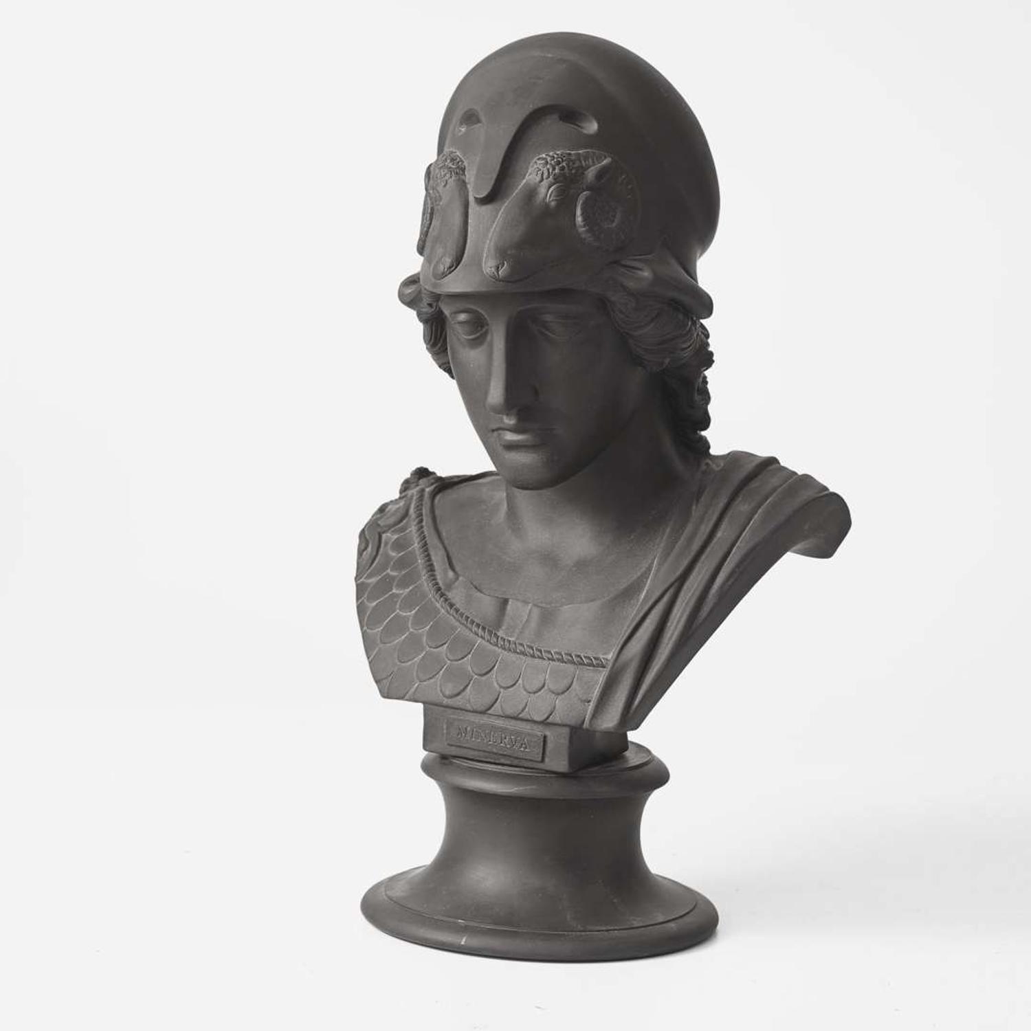 A Pair of Wedgwood Black Basalt Library Busts UK, early 19th century