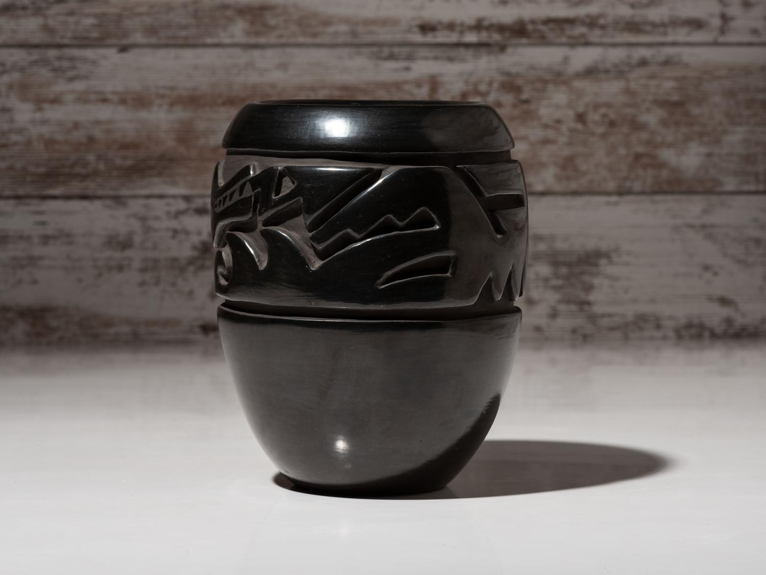 Carved Blackware Jar