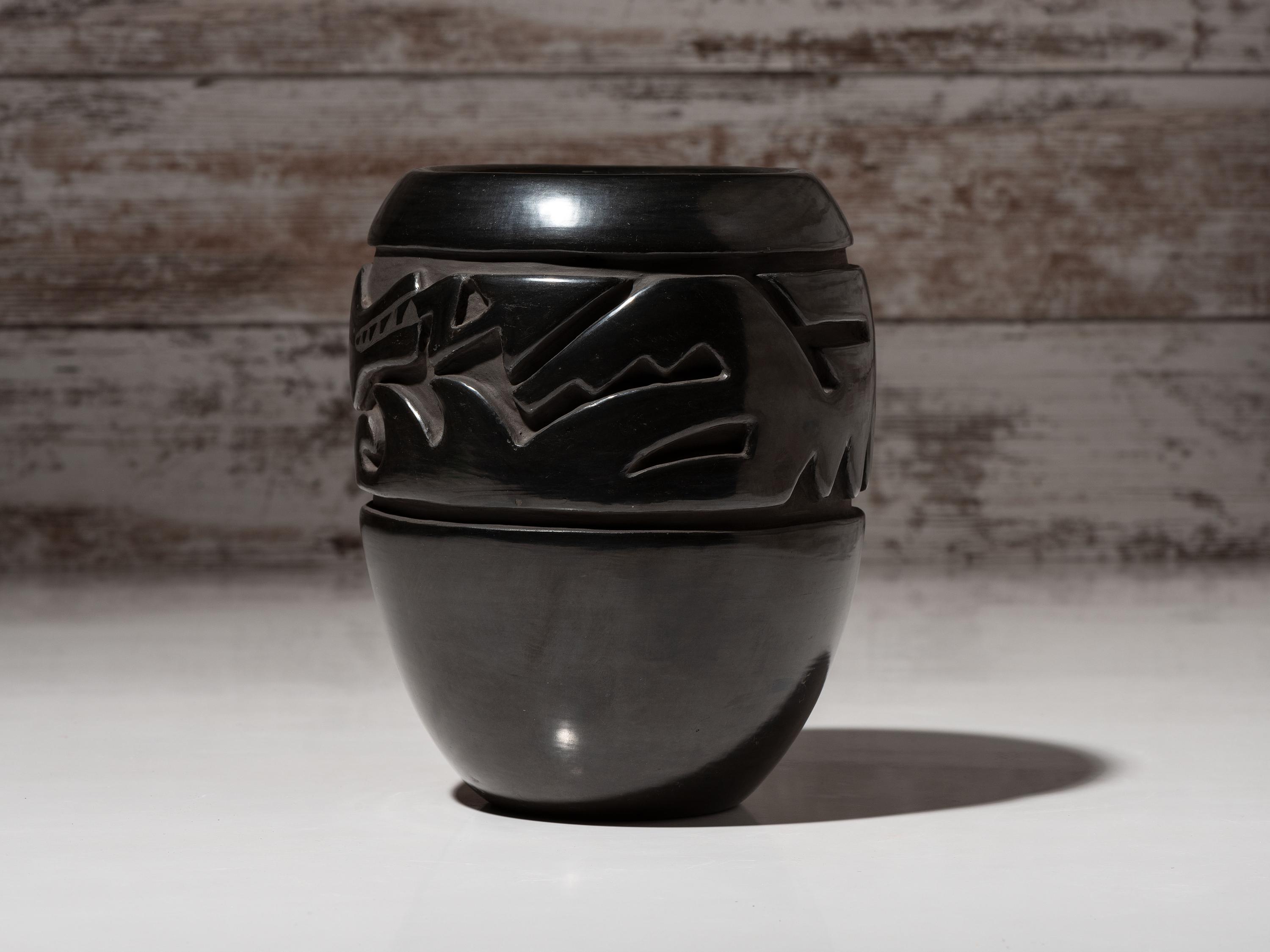 Carved Blackware Jar