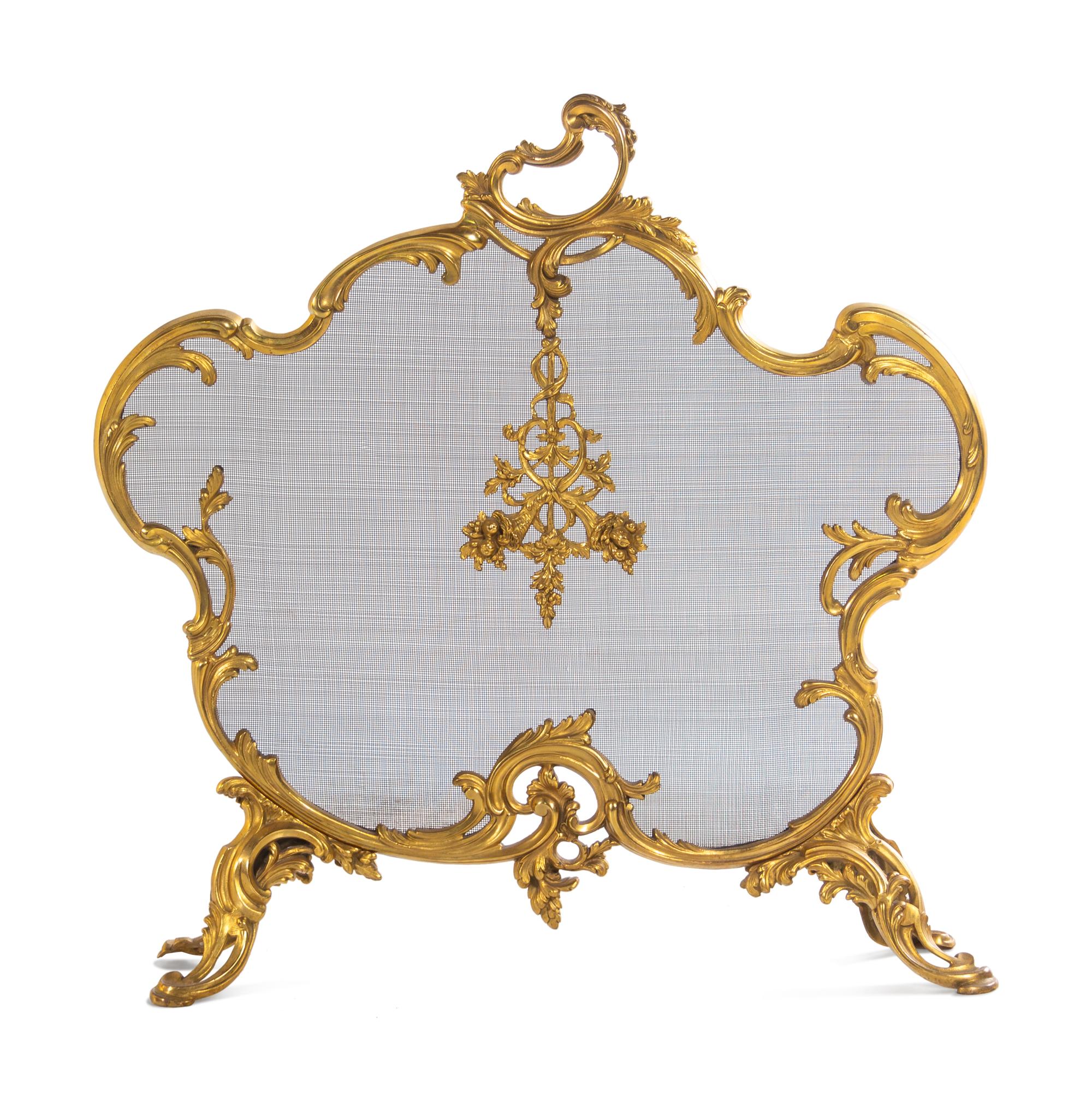 A Louis XV Style Gilt Metal Fireplace Screen