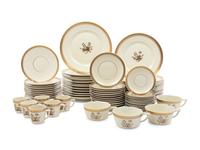 A Royal Copenhagen Golden Clover Porcelain Service for Twelve