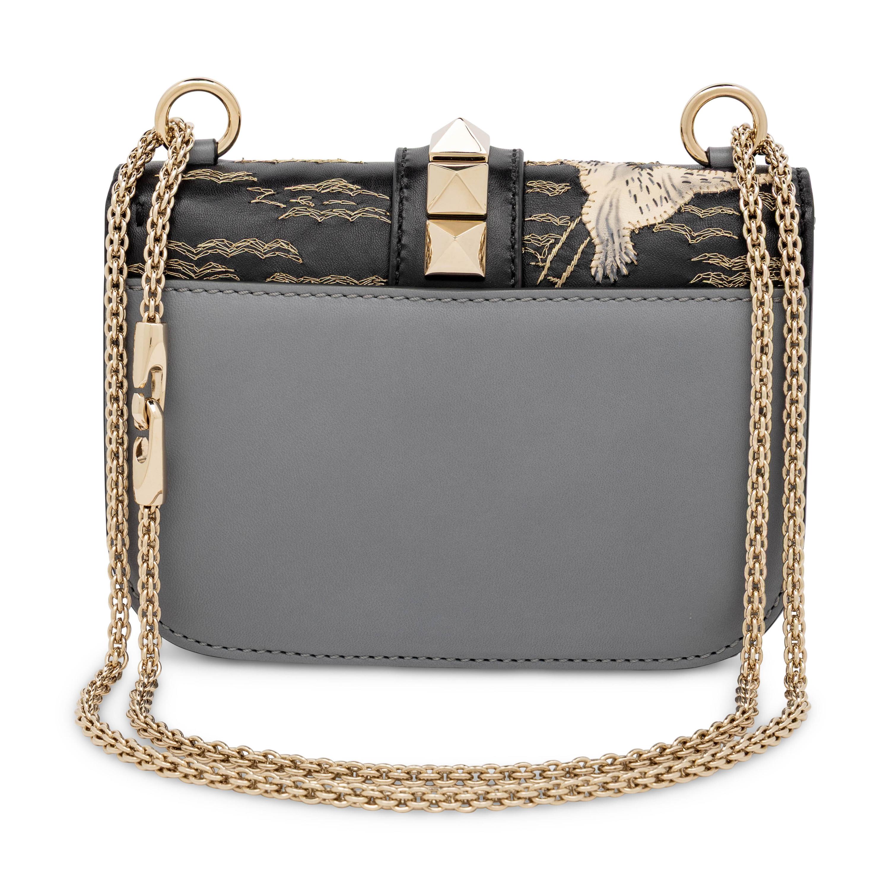 Valentino, Small Glam Lock Bag in Embroidered Leather
