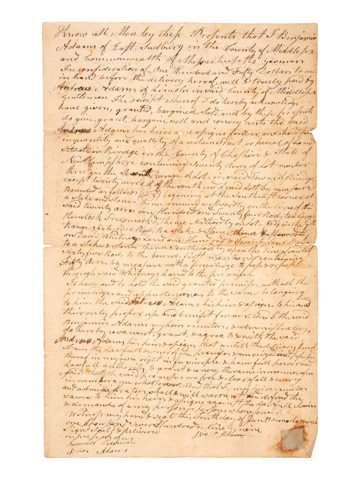 [CONTINENTAL CONGRESS]. A collection of signatures from delegates to the Continental Congress, 1764-1815, comprising: