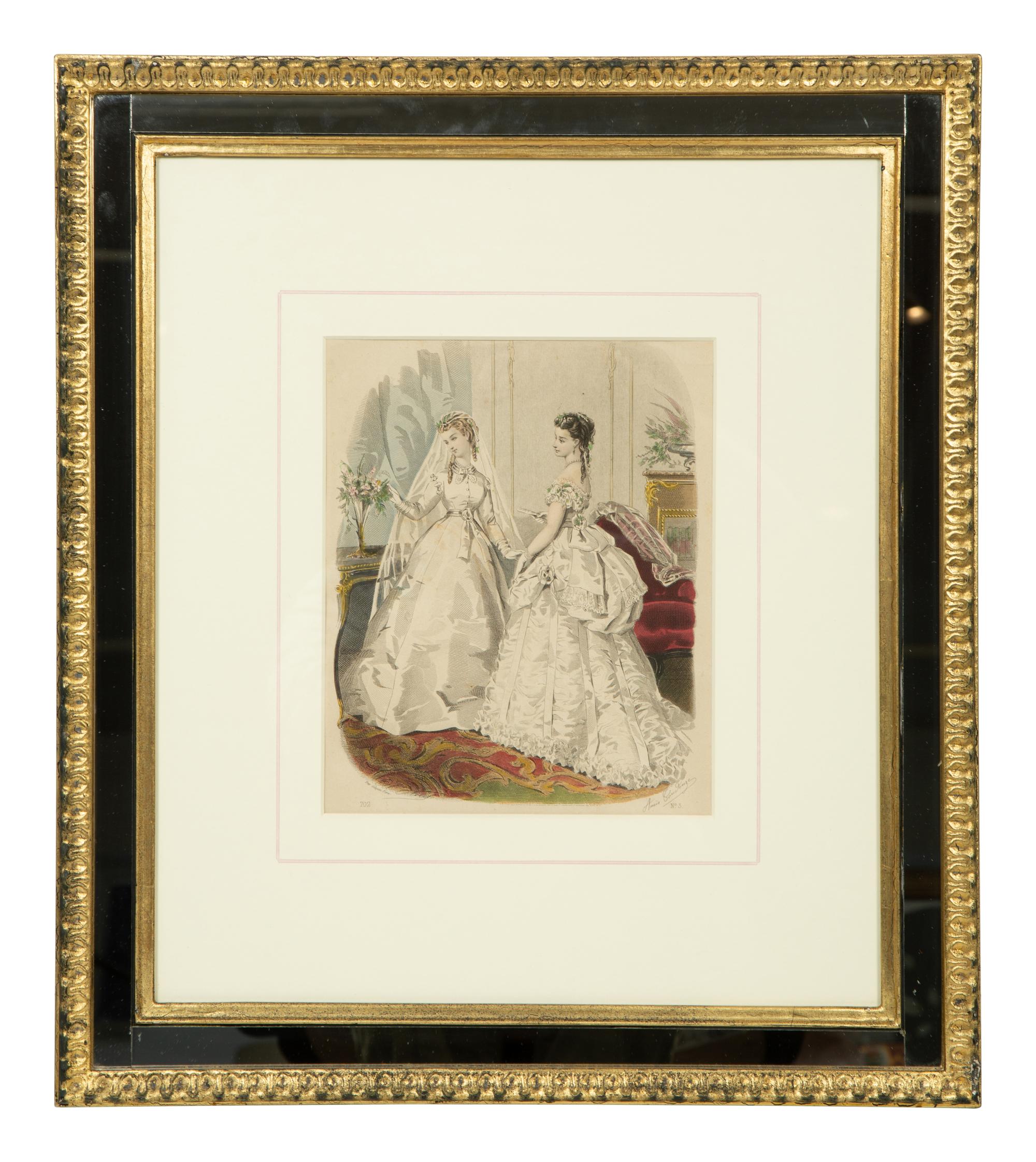 Three Framed Victorian Hand Colored Fashion Engravings — 19TH CENTURY