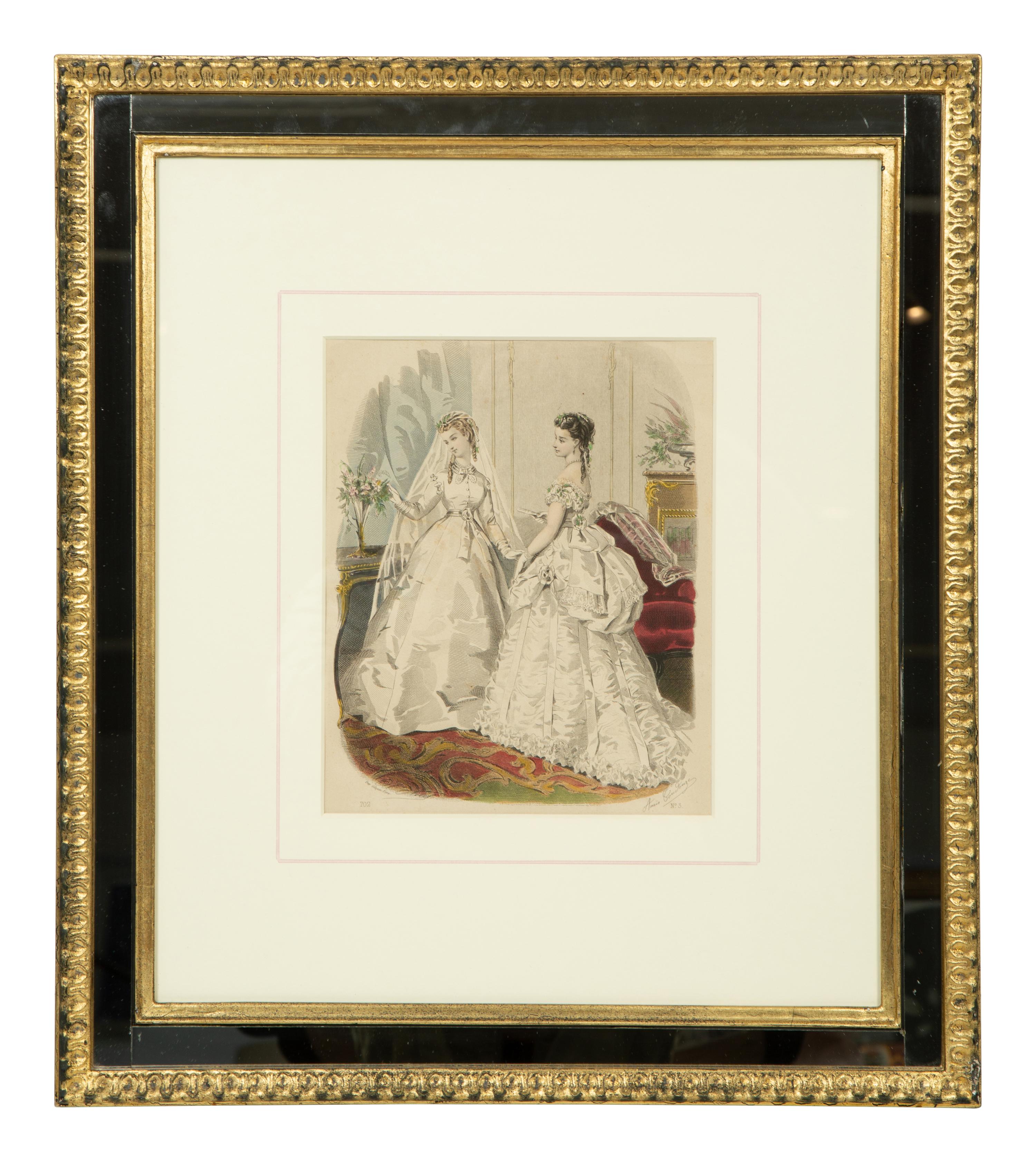 Three Framed Victorian Hand Colored Fashion Engravings — 19TH CENTURY