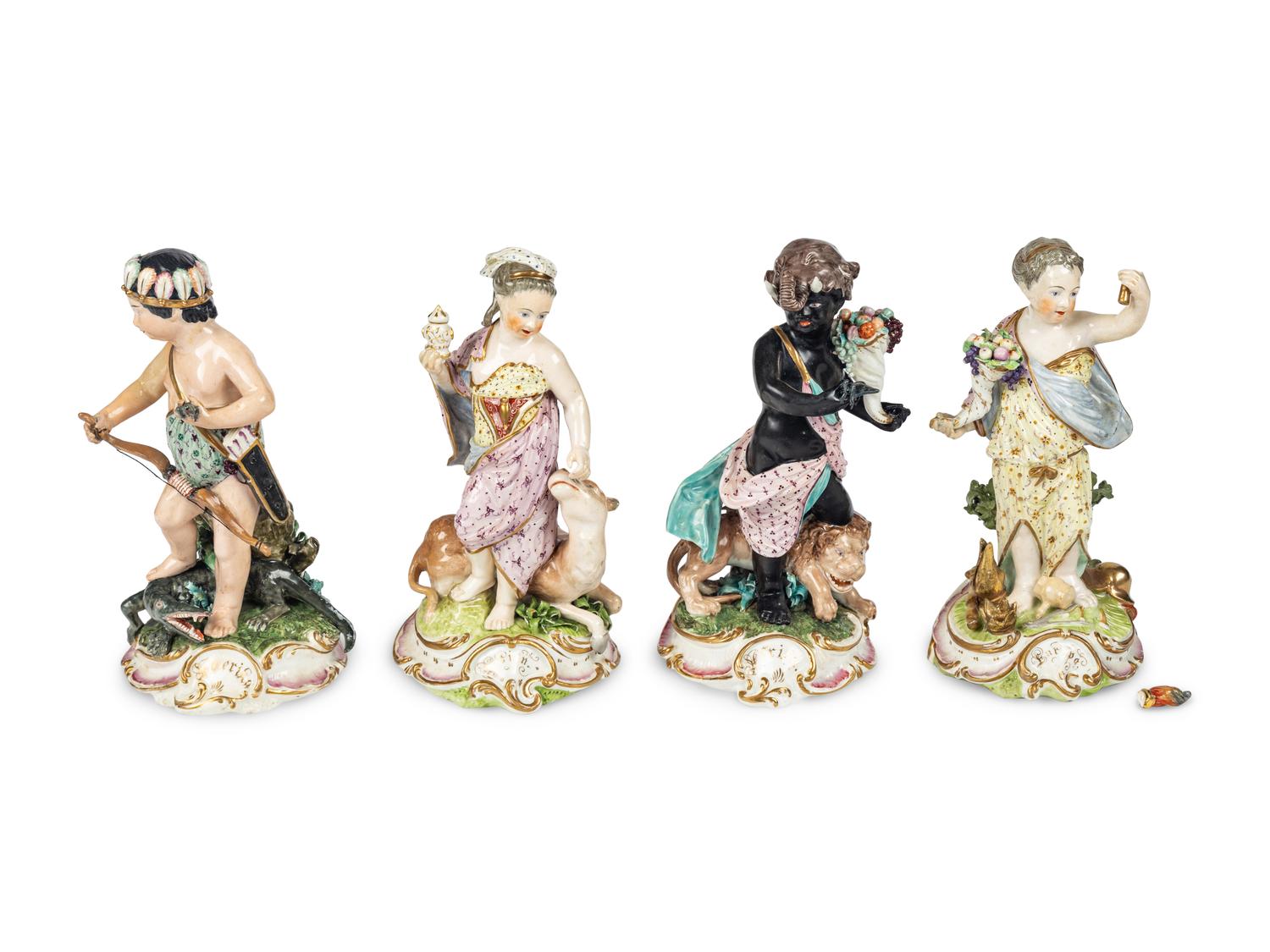 A Group of Continental Porcelain Allegorical Figures