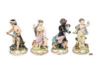A Group of Continental Porcelain Allegorical Figures