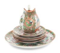 Seven Chinese Export Rose Medallion Porcelain Articles