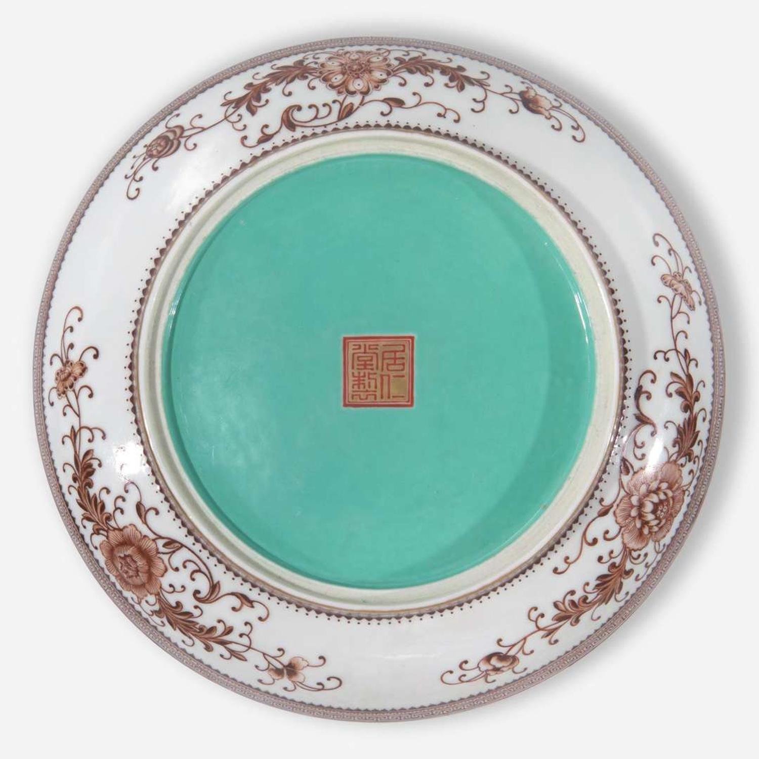 A Chinese enameled eggshell porcelain "Winter Landscape" dish, signed Yu Wenxiang, and a vase 薄胎瓷盘及人物画瓷瓶 20th century ????