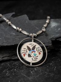 Channel Inlay Hummingbird and Cardinal Swivel Pendant