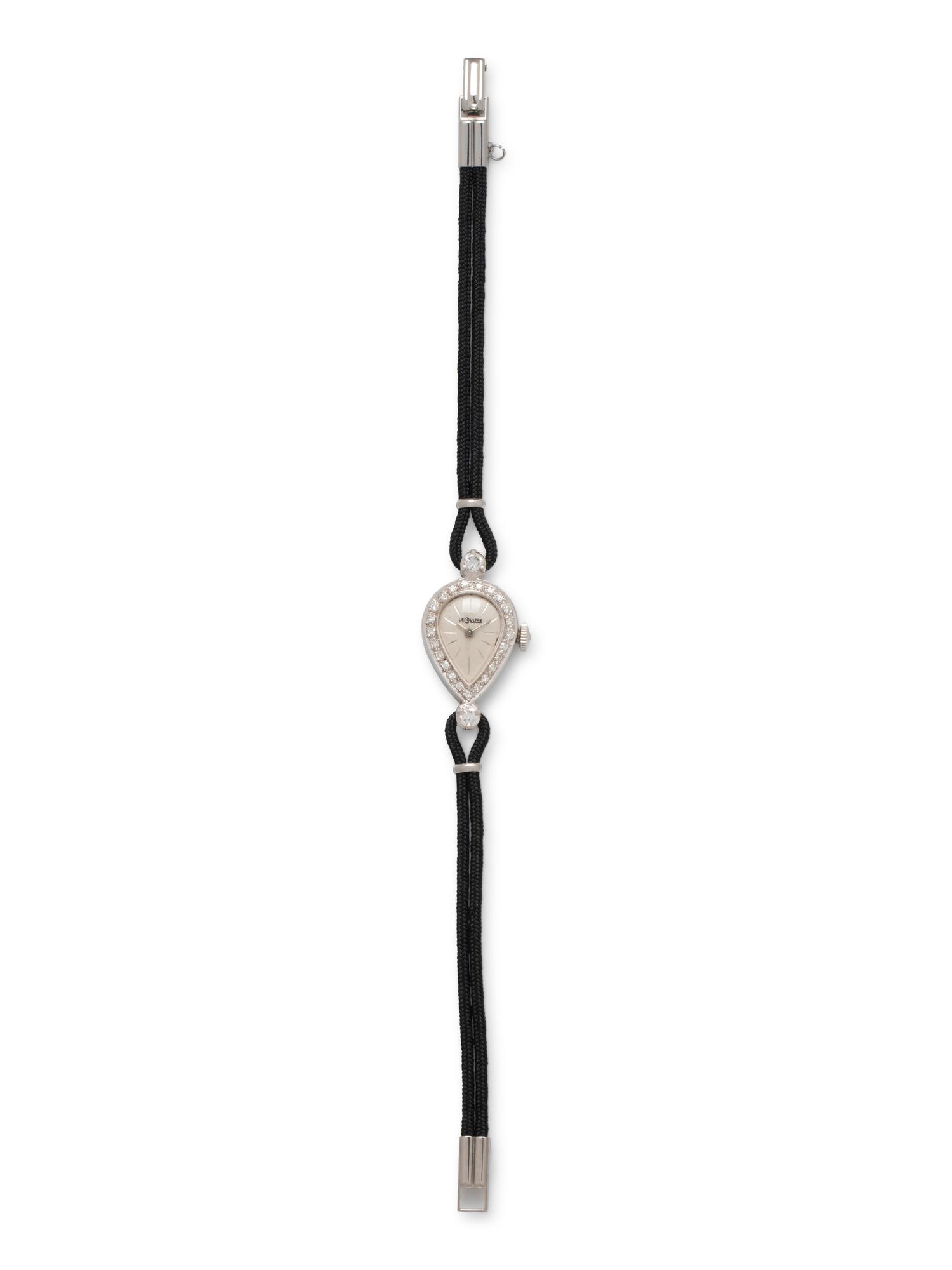 LECOULTRE, 14K WHITE GOLD AND DIAMOND WATCH