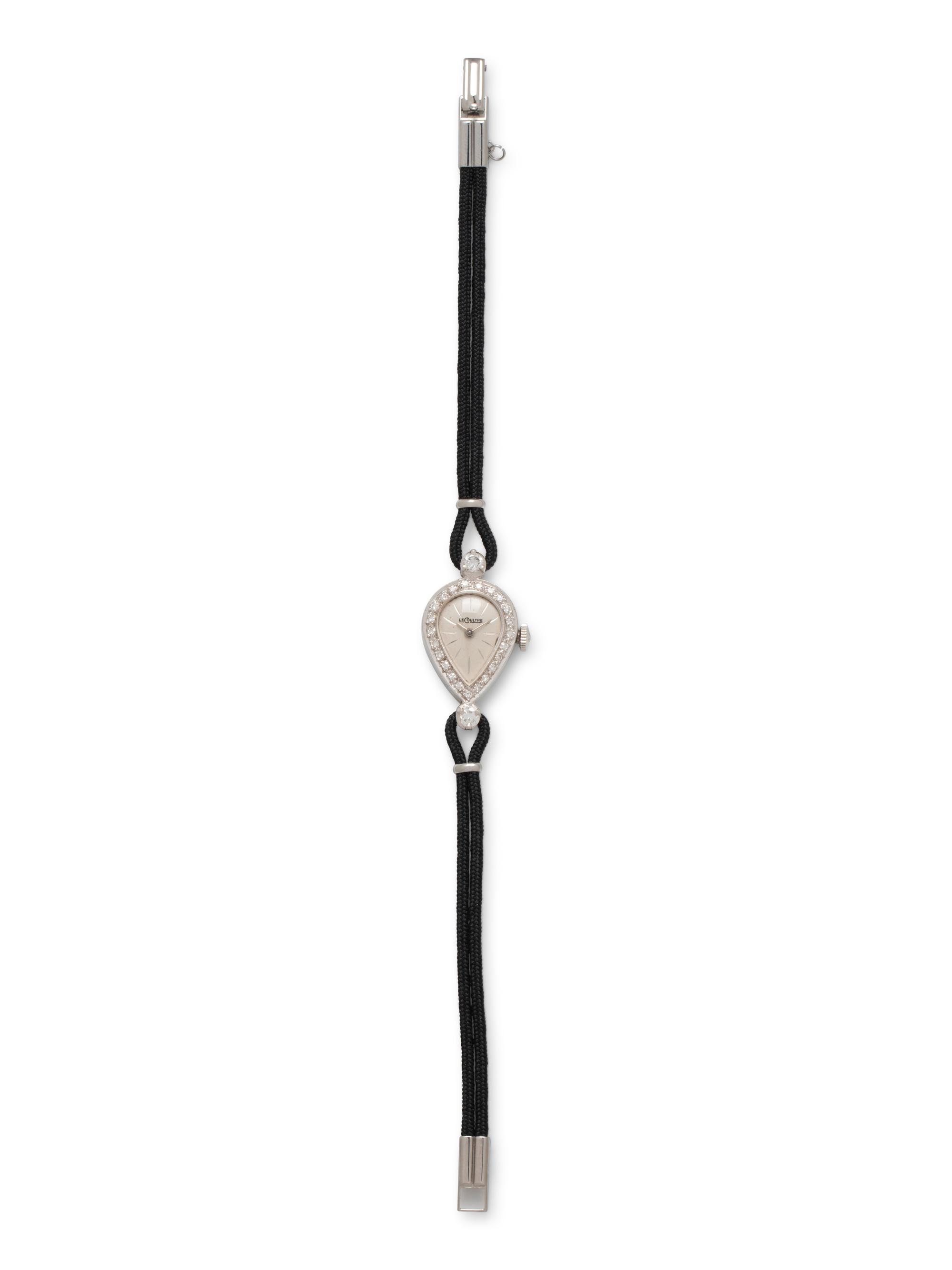 LECOULTRE, 14K WHITE GOLD AND DIAMOND WATCH