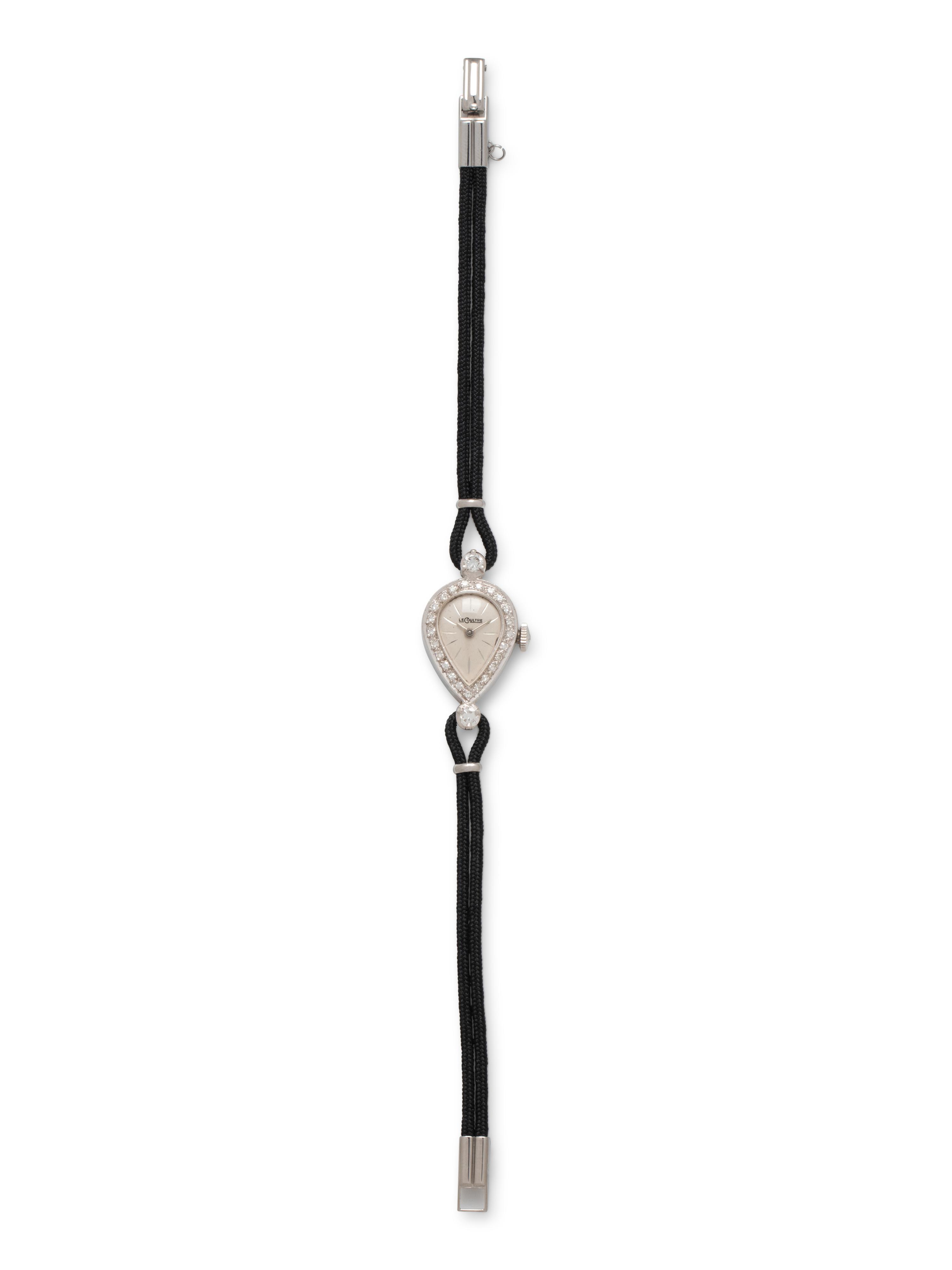 LECOULTRE, 14K WHITE GOLD AND DIAMOND WATCH