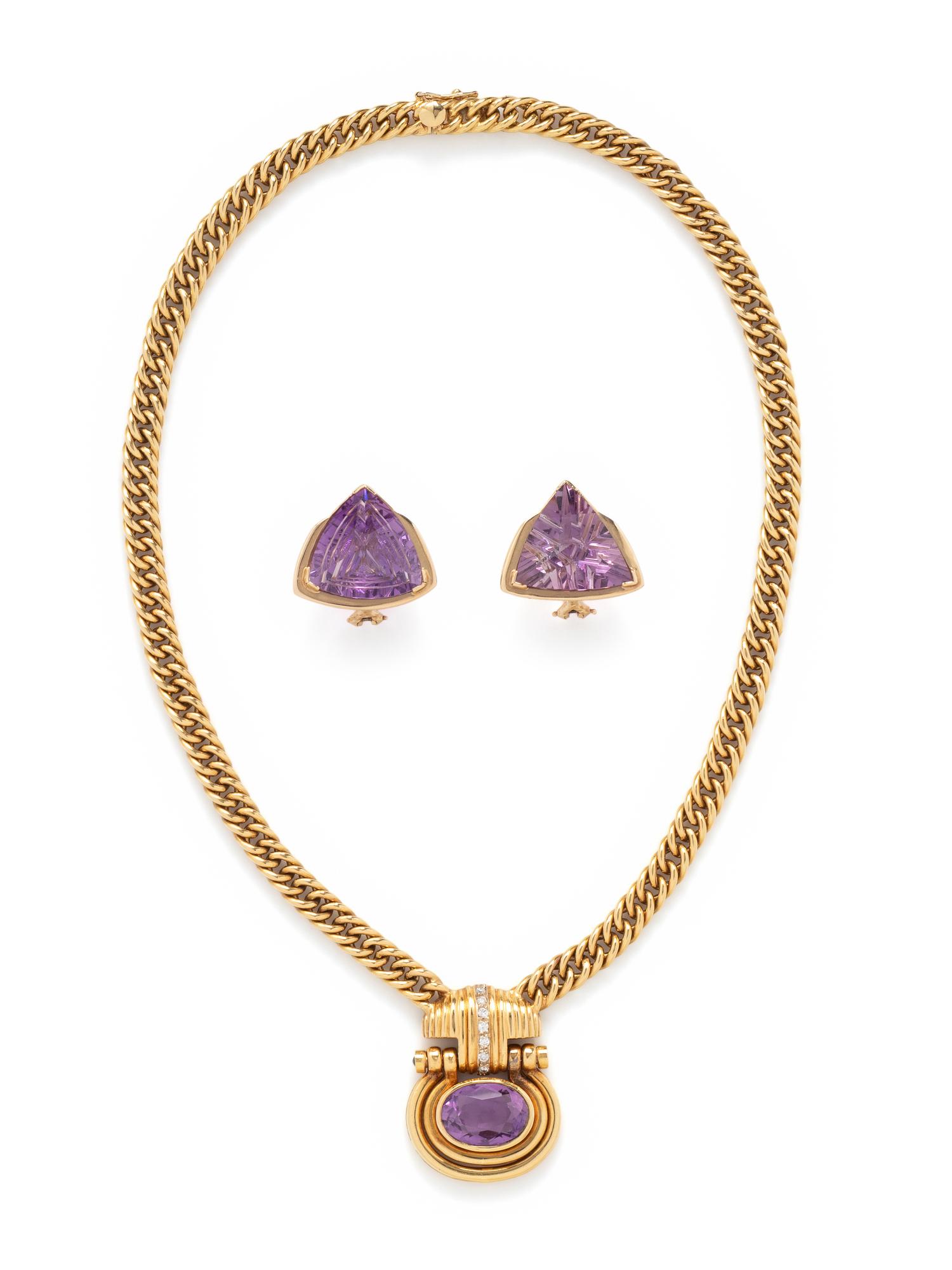 YELLOW GOLD AND AMETHYST JEWELRY