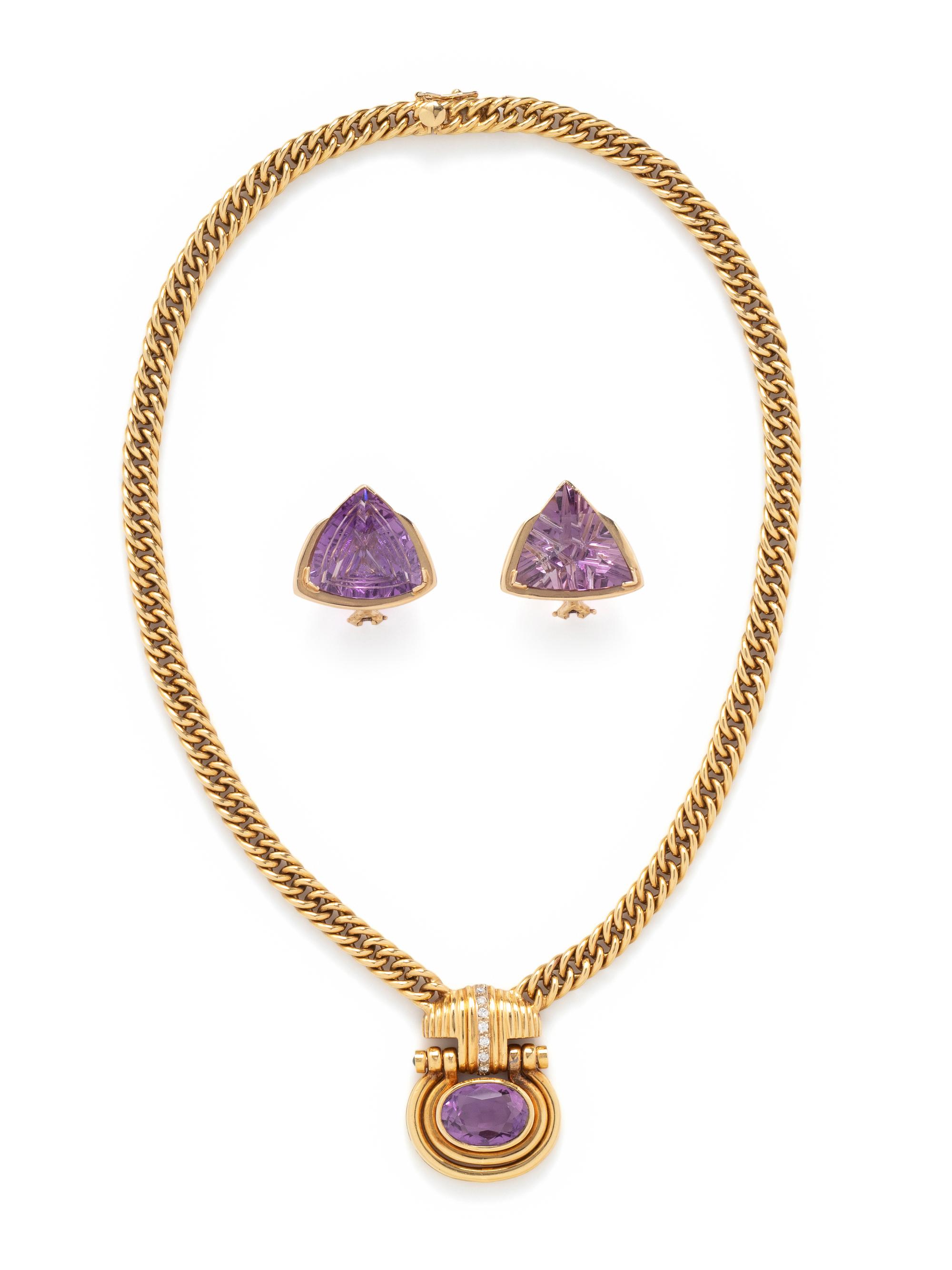 YELLOW GOLD AND AMETHYST JEWELRY