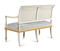A Neoclassical Style Painted and Parcel Gilt Settee