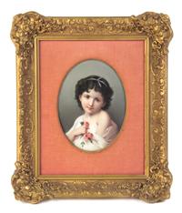 A German Porcelain Plaque, Height 6 1/2 x width 4 3/4 inches.