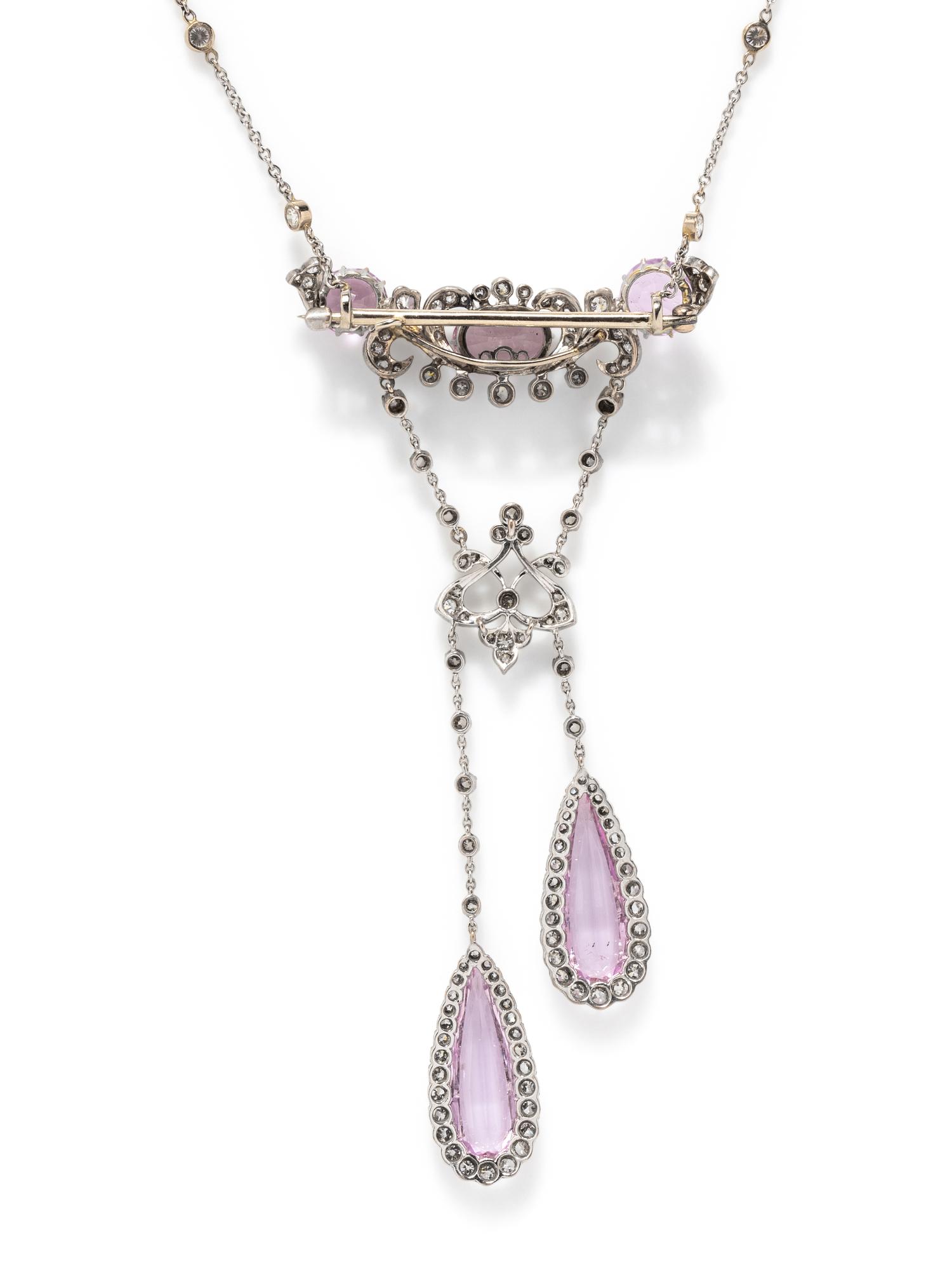 WHITE GOLD, TOURMALINE, AND DIAMOND BROOCH/NECKLACE