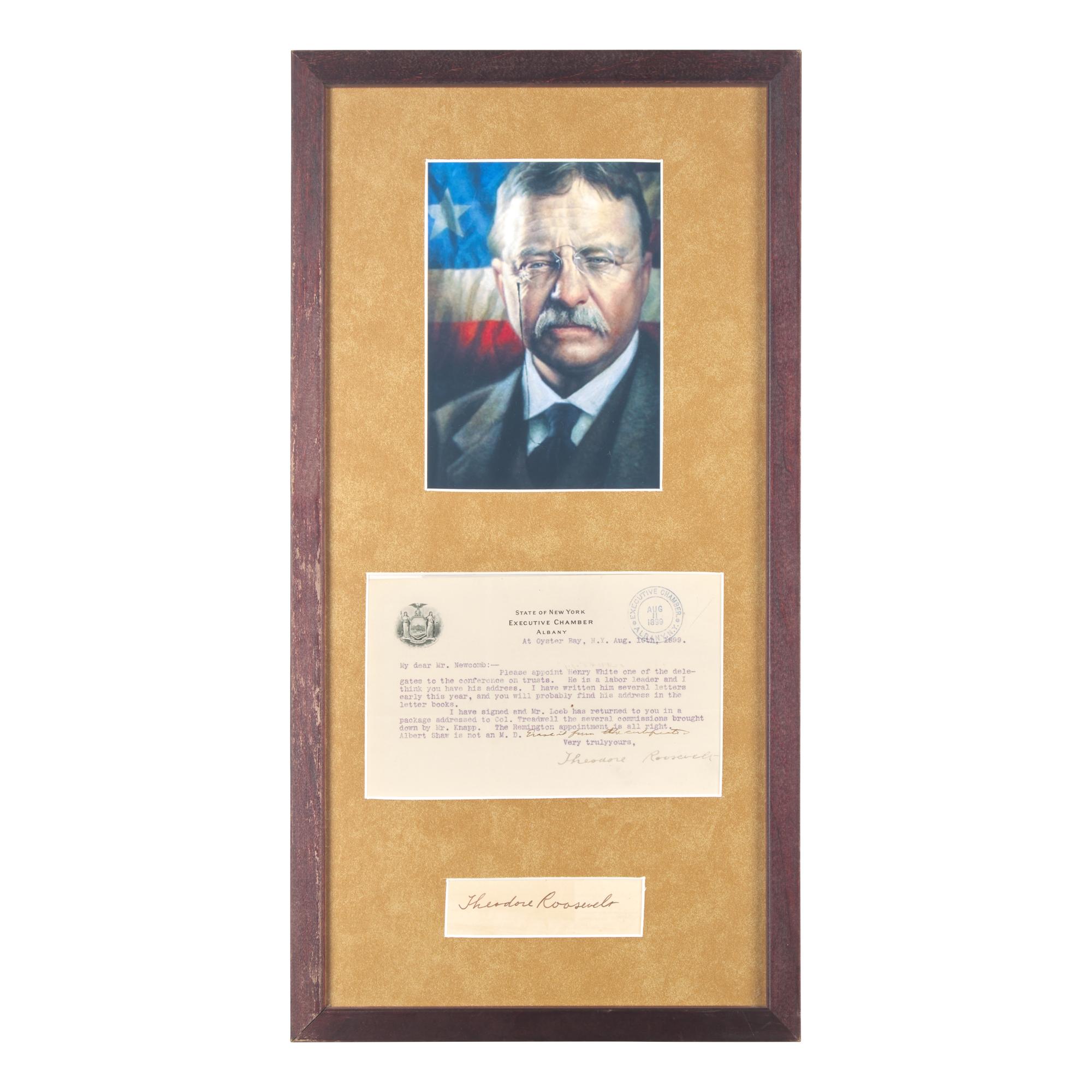[Presidential] Roosevelt, Theodore. Typed letter, signed