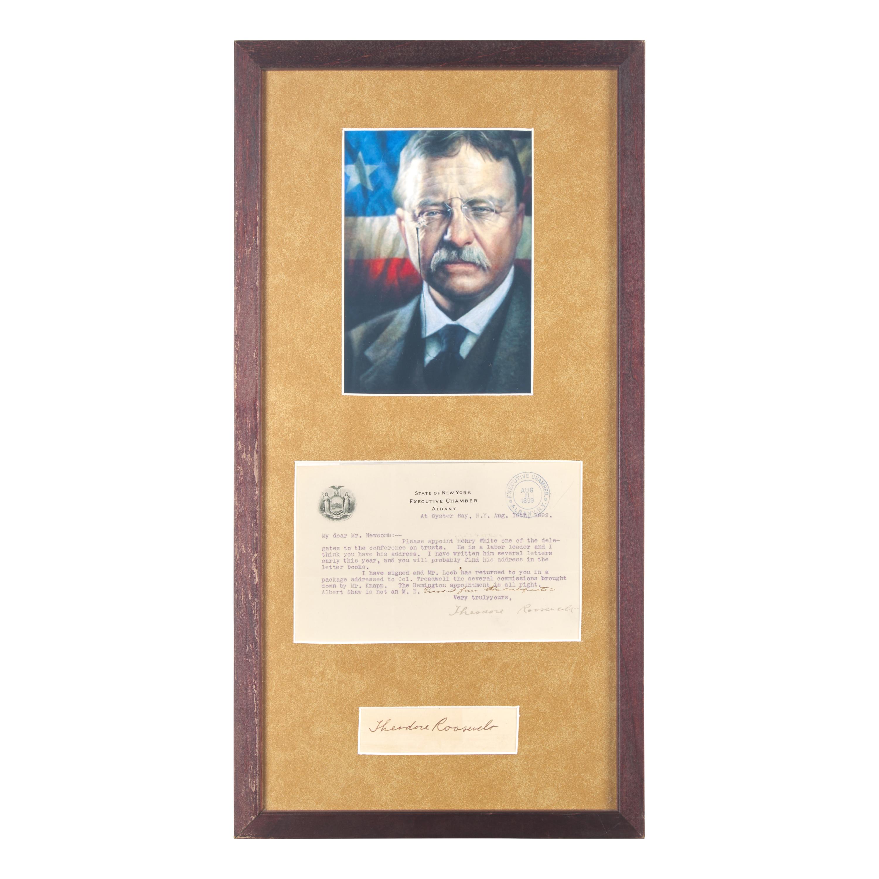 [Presidential] Roosevelt, Theodore. Typed letter, signed