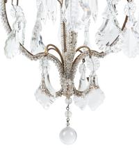 A Silvered Metal and Glass-Beaded Single-Light Chandelier