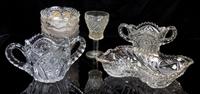 A Collection of Cut, Pressed and Molded Glass Articles Height of tallest 8 inches.