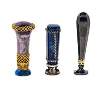 A Collection of Three Stone Seals, Height of tallest 4 1/2 inches.