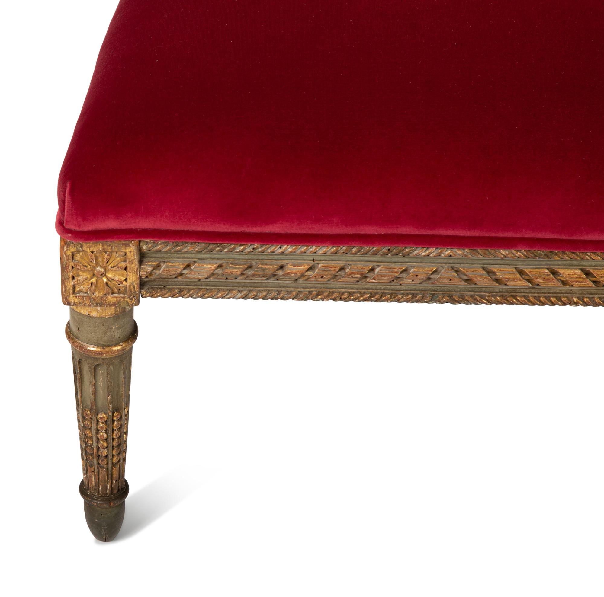 A Pair of Louis XVI Style Painted and Parcel Gilt Chauffeuses
