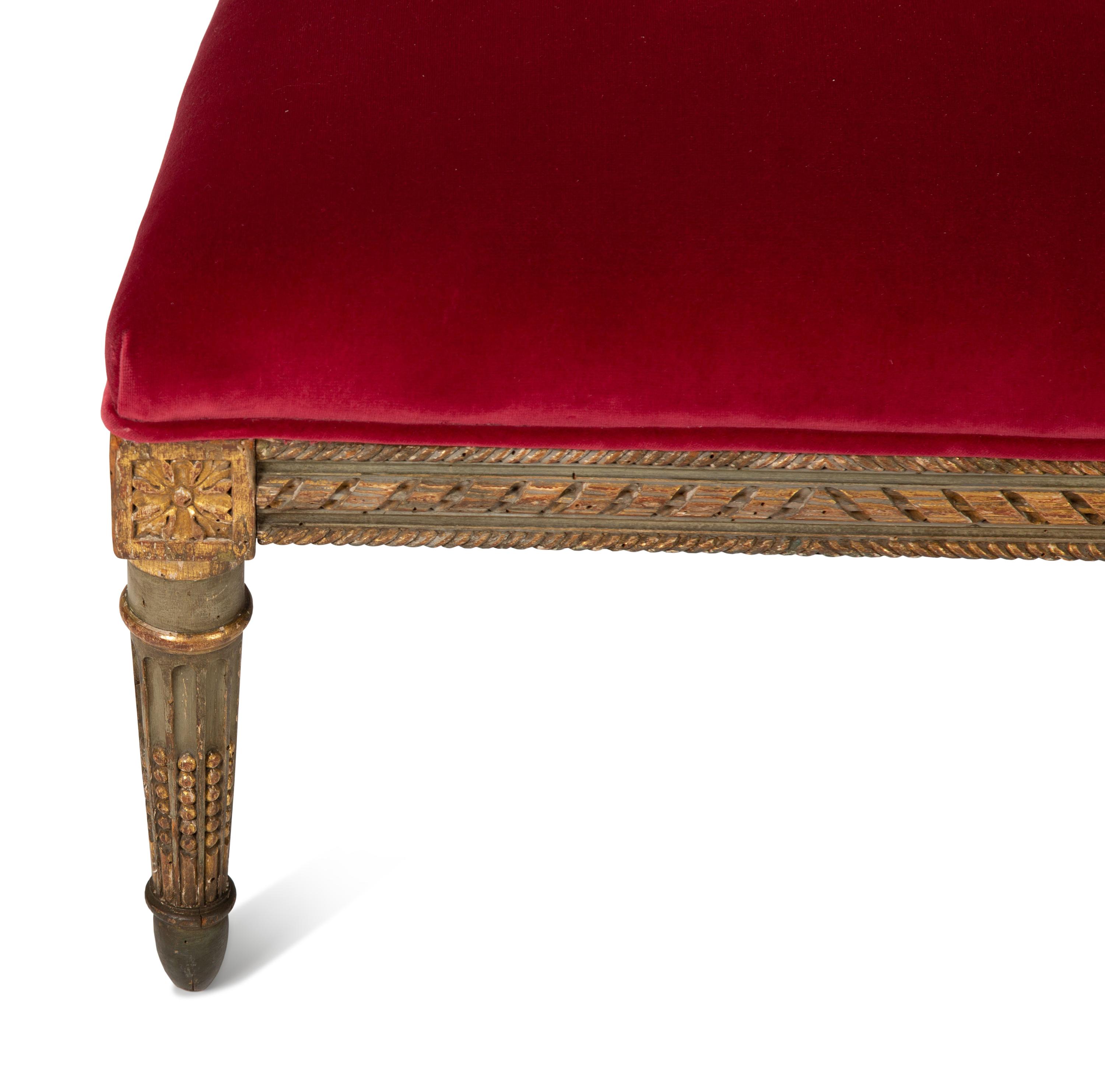 A Pair of Louis XVI Style Painted and Parcel Gilt Chauffeuses