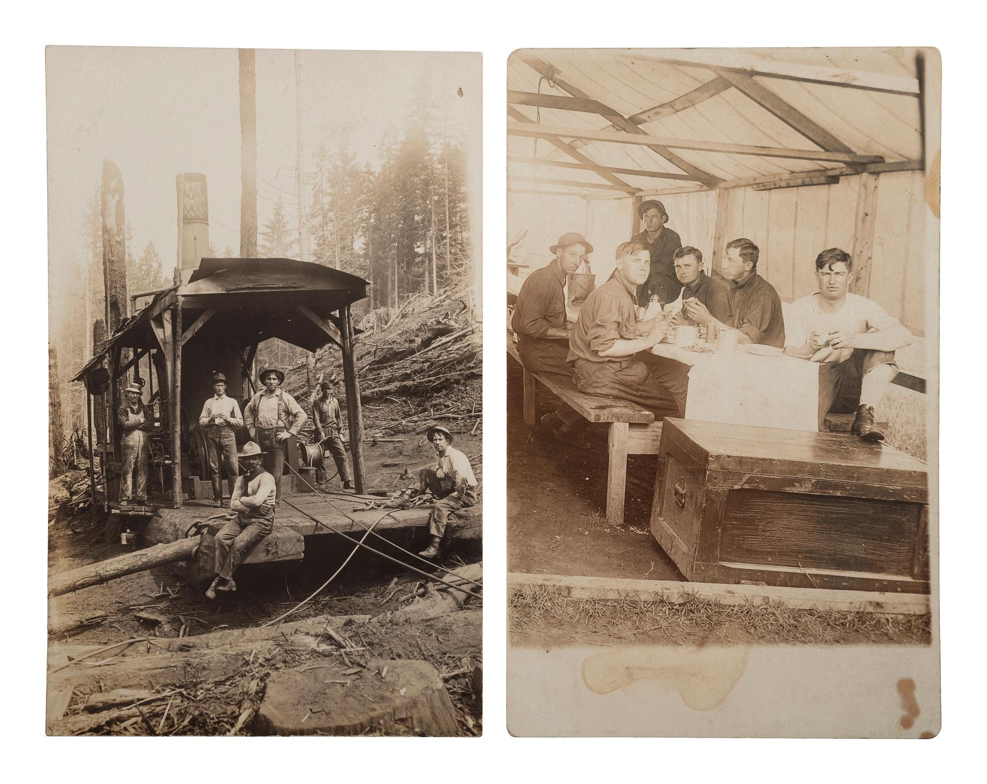 [EPHEMERA]. A group of 72 RPPCs and photographs of logging views.