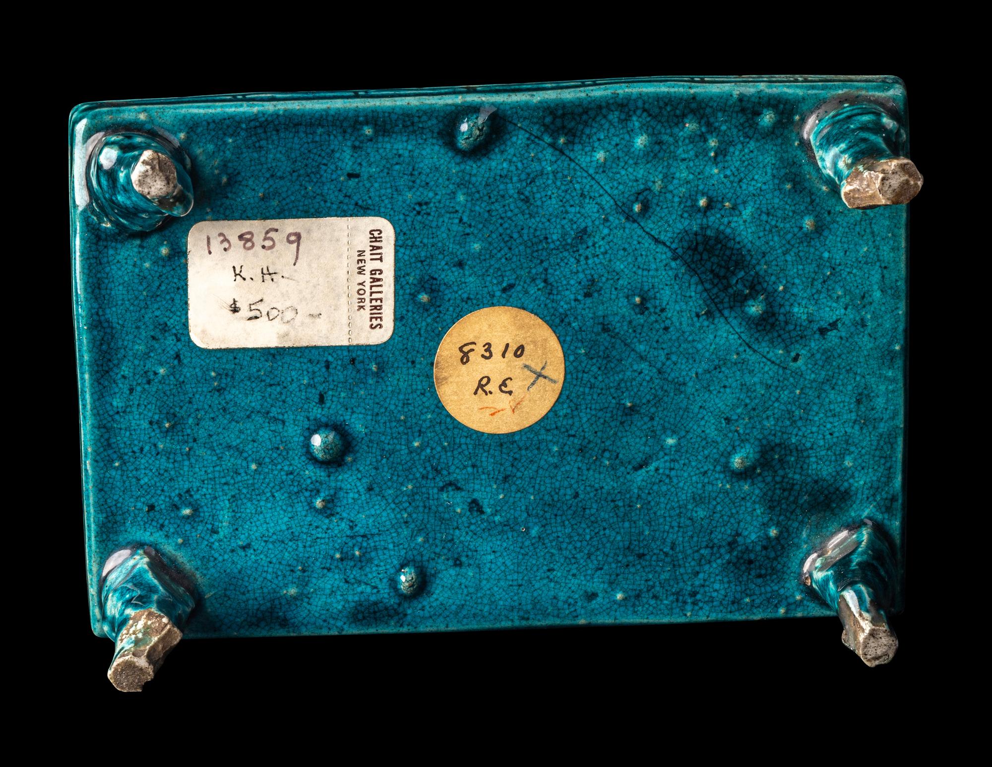 A Chinese Turquoise Glazed Porcelain Bed-Form Tray