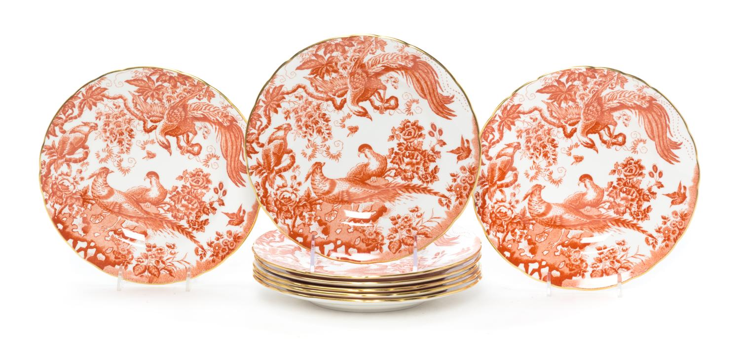 A Set of Eight Royal Crown Derby Porcelain Salad Plates Diameter 8 1/4 inches.