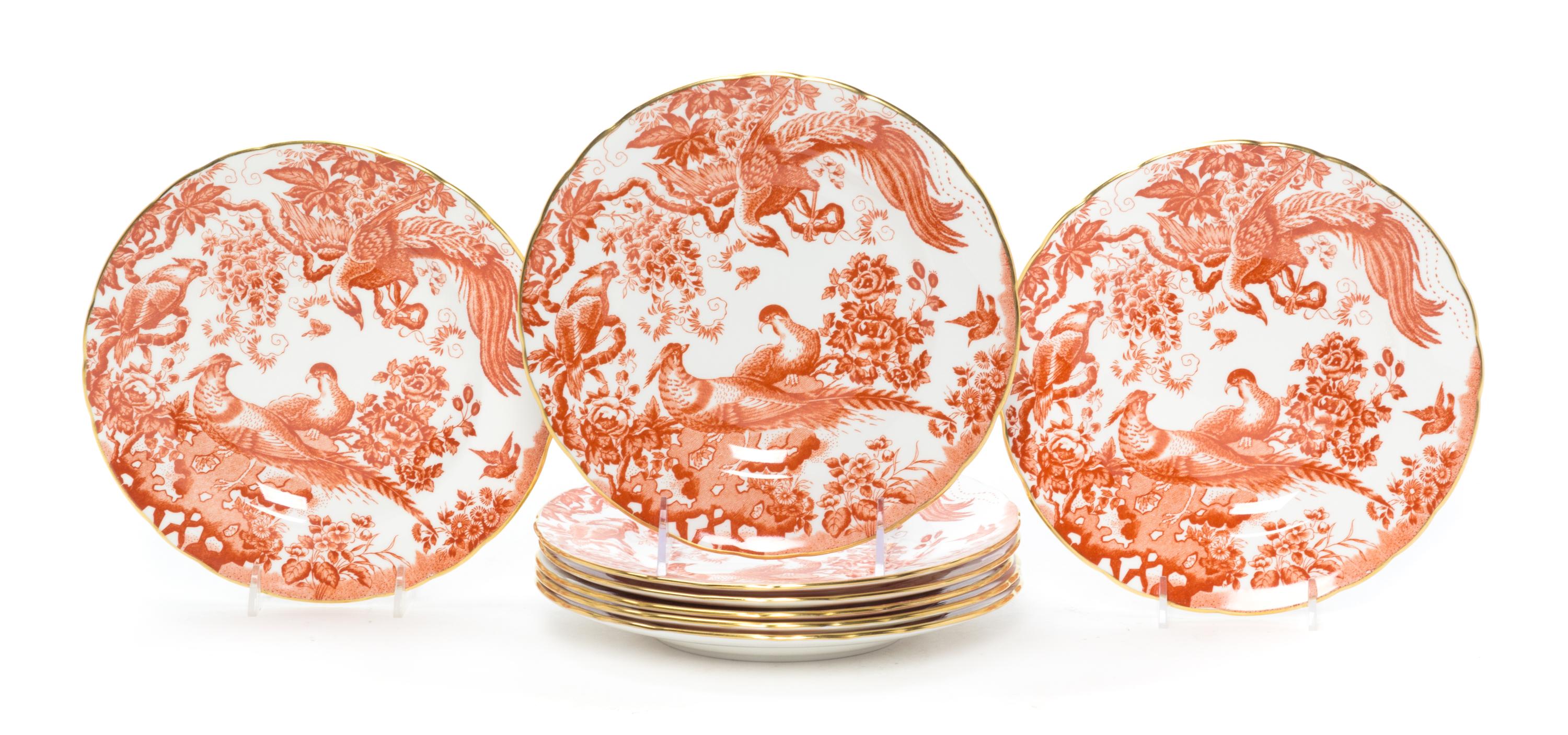 A Set of Eight Royal Crown Derby Porcelain Salad Plates Diameter 8 1/4 inches.